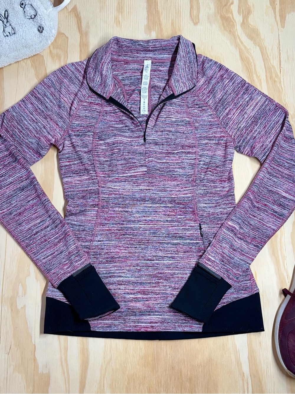 Lululemon Runderful 1/2 Zip 6 Berry Rumble Space Dye Camo Rulu Running Thumbhole